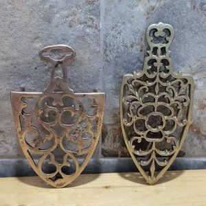 VTG Brass Bronze Trivet Wall Hanging Decor Set of 2